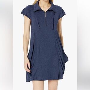 Kensie Women's Drapey French-Terry Dress - Large (Navy blue)